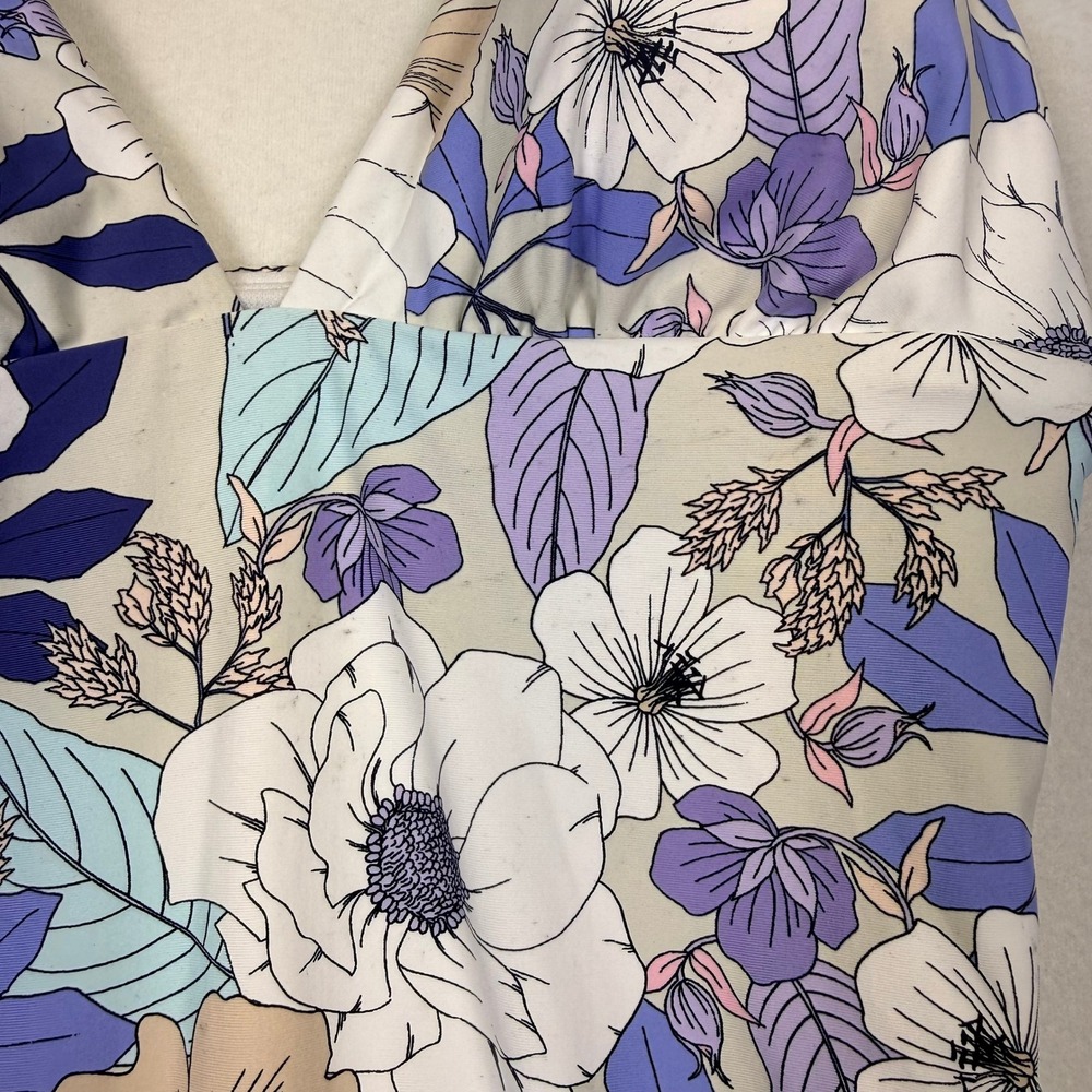 Floral Ruffle V-Neck One Piece Swimsuit WMNS SoftGirl Grandmillenial Cottagecore - Picture 6 of 10